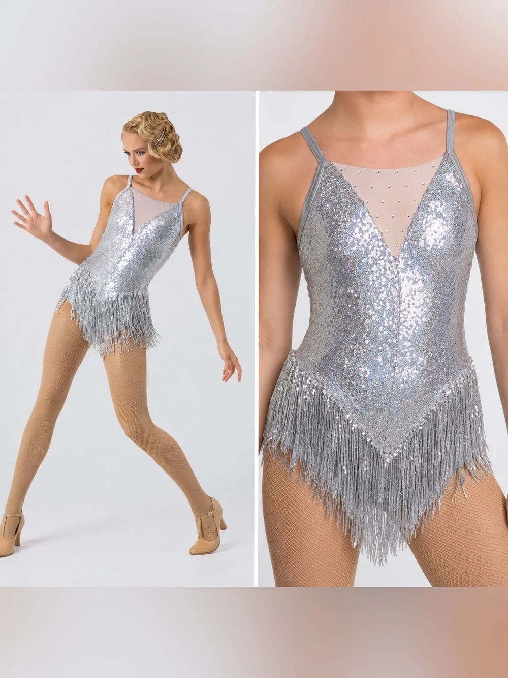 Weissman Dance Costume silver fringe jazz Broadway flapper Little Swing 10147 SA